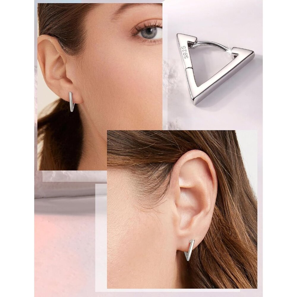 Solid 925 Sterling Silver Small Hoop Earrings For… - image 3